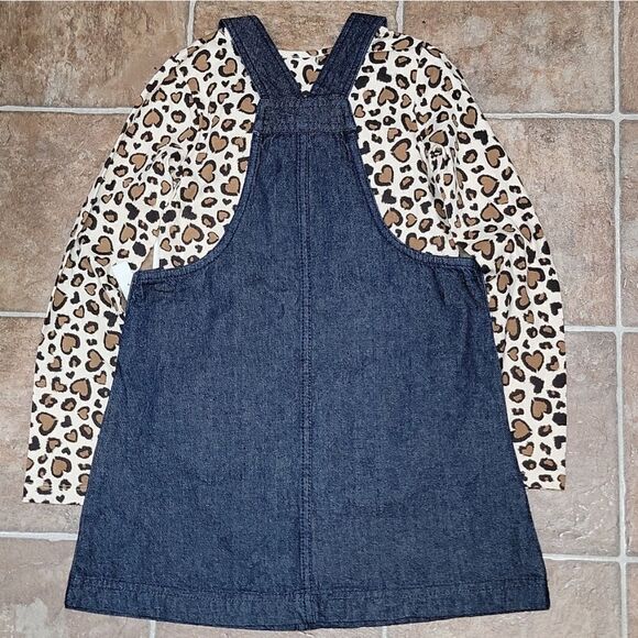 Max Studio Denim Romper Dress Heart Pocket & Animal Print Longsleeve Top Size 7 - Picture 8 of 8